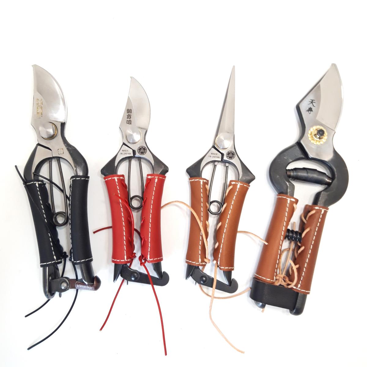 Funda de cuero para mangos de tijeras de podar y tijeras japonesas (tamaños inferiores o iguales a 180 mm) - Rojo, Negro o Marrón