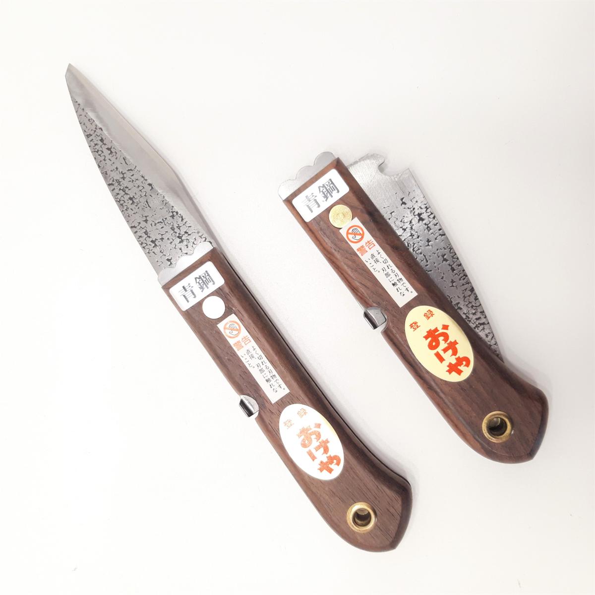Cuchillo japonés plegable para injertar, para diestros, de acero Aogami.