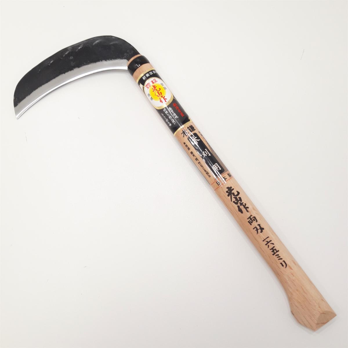 Kama, auténtica hoz japonesa, modelo pesado con doble bisel para madera, marca Hounen.