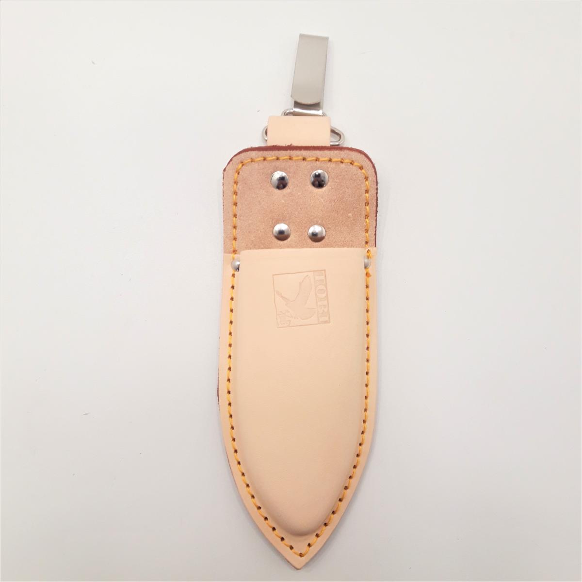 Estuche japonés de cuero para tijeras y podadoras con gancho metálico